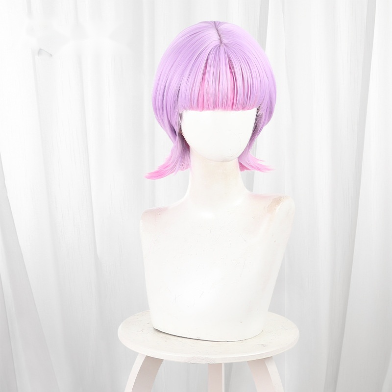 Polly Wolfen Highlighted Pink Short Flipped-up Cosplay Wig for New Panty & Stocking with Garterbelt - 518O - Image 2