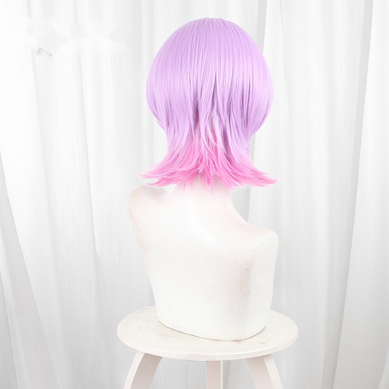 Polly Wolfen Highlighted Pink Short Flipped-up Cosplay Wig for New Panty & Stocking with Garterbelt - 518O - Image 4