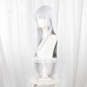 Shiraha Naruse White Long Straight Hime Cut Cosplay Wig for Summer Pockets - 595A