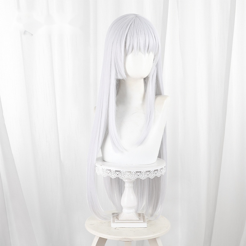 Shiraha Naruse White Long Straight Hime Cut Cosplay Wig for Summer Pockets - 595A - Image 2