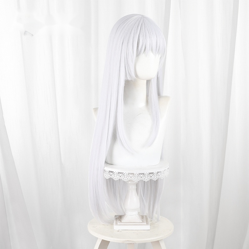 Shiraha Naruse White Long Straight Hime Cut Cosplay Wig for Summer Pockets - 595A - Image 3