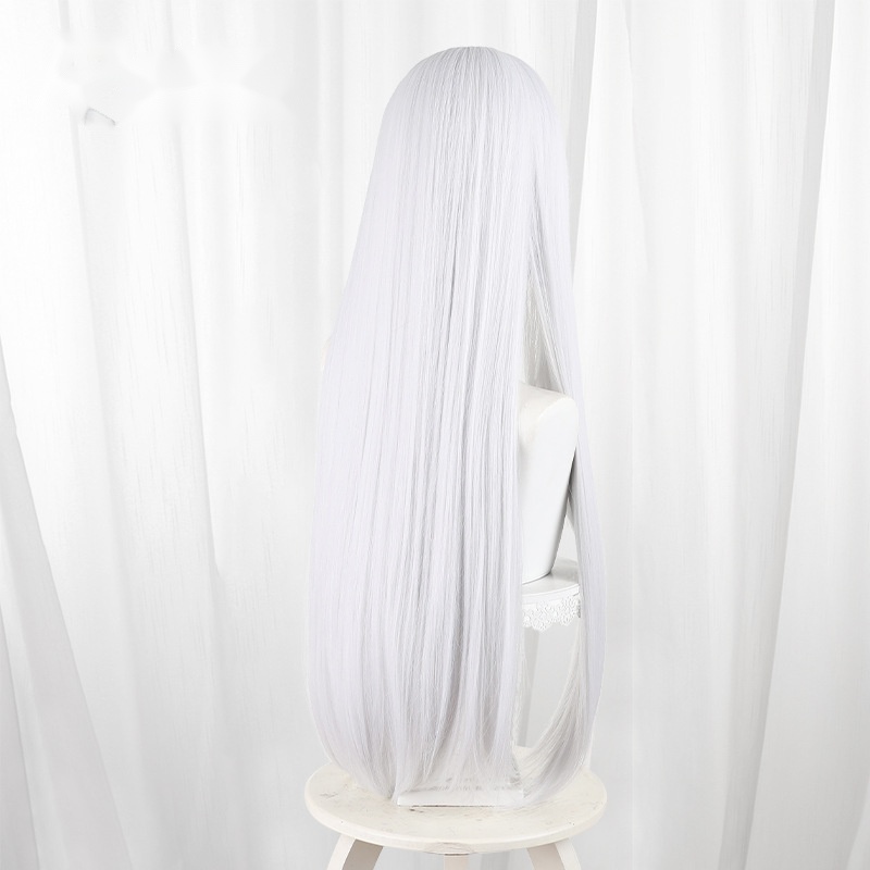 Shiraha Naruse White Long Straight Hime Cut Cosplay Wig for Summer Pockets - 595A - Image 4