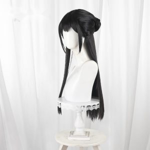 Hu Tao Double Bun Long Straight Cosplay Wig for Naraka: Bladepoint - 552DB