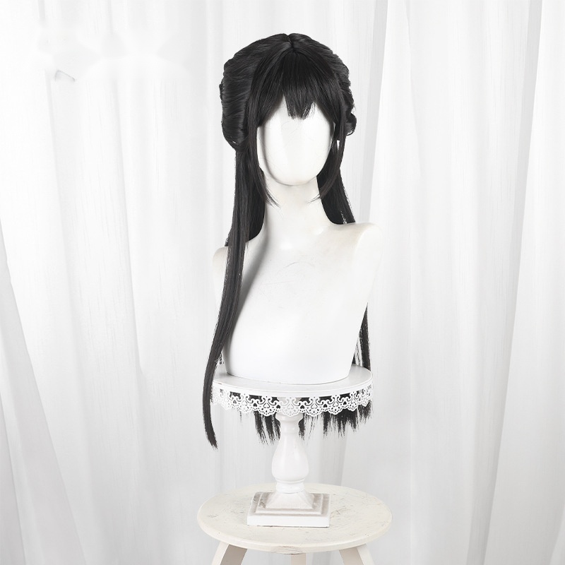 Hu Tao Double Bun Long Straight Cosplay Wig for Naraka: Bladepoint - 552DB - Image 2