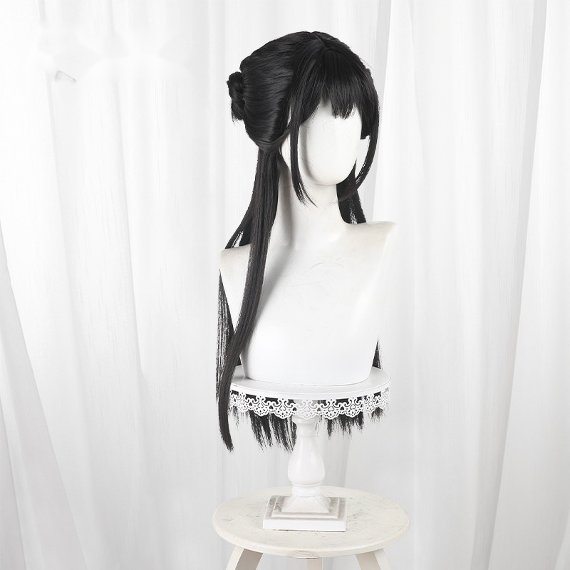 Hu Tao Double Bun Long Straight Cosplay Wig for Naraka: Bladepoint - 552DB - Image 3