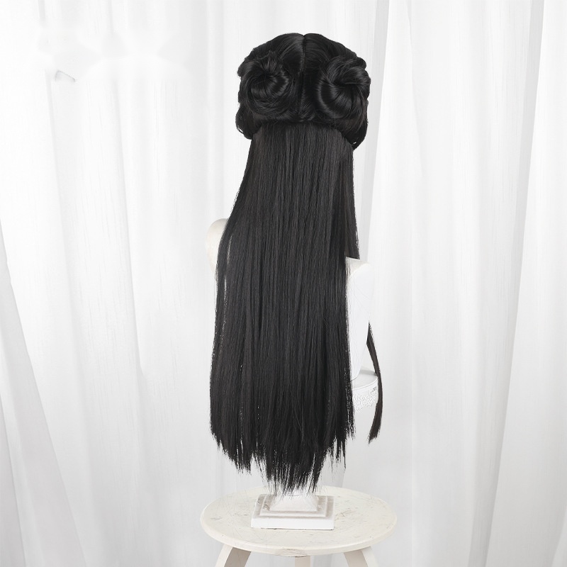 Hu Tao Double Bun Long Straight Cosplay Wig for Naraka: Bladepoint - 552DB - Image 4