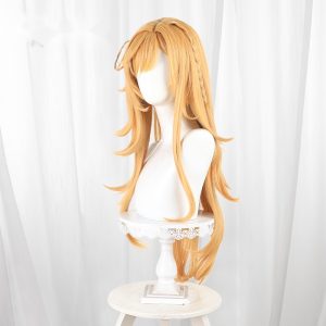 Escoffier Yellow Scalp-top Long Straight Flipped Cosplay Wig for Genshin Impact - 559Y