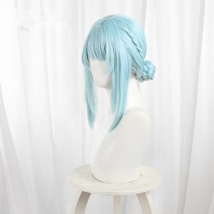 Ineffa Sky Blue Double Bun Scalp-top Braided Cosplay Wig for Genshin Impact - 539C