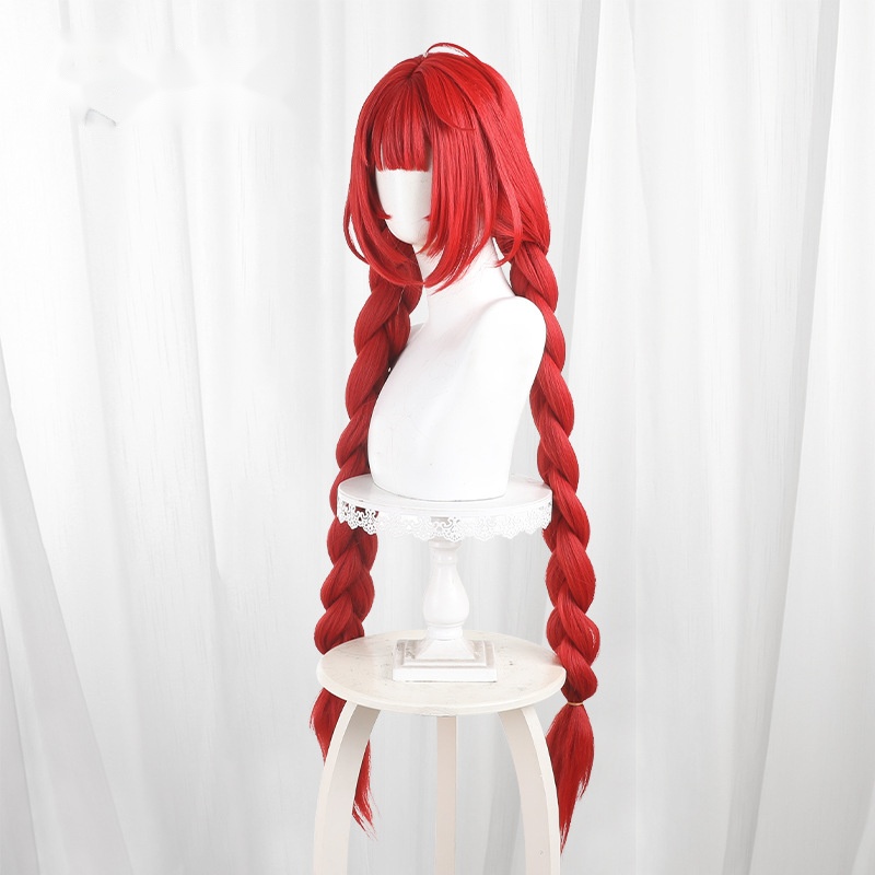 Yuzuha Red Twin Braids Long Cosplay Wig for Zenless Zone Zero - 551U