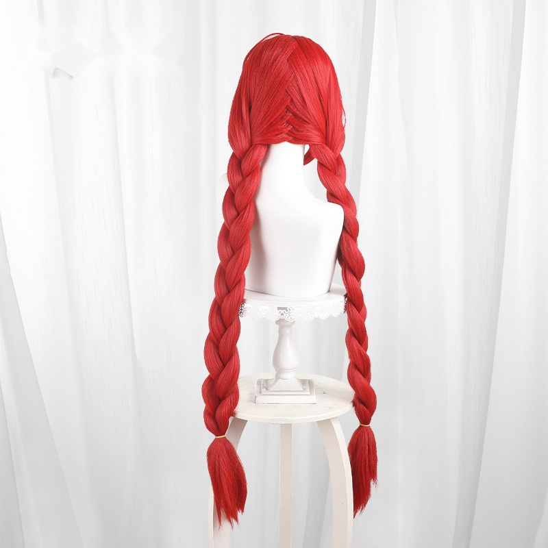 Yuzuha Red Twin Braids Long Cosplay Wig for Zenless Zone Zero - 551U - Image 4
