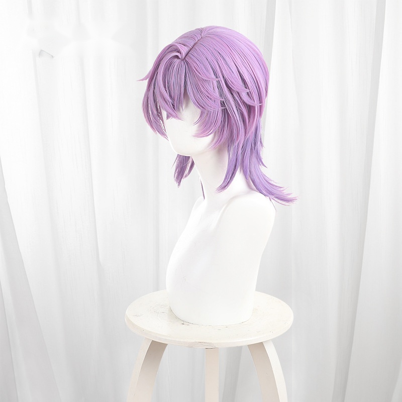 Durin Gradient Purple Side-part Scalp-top Short Cosplay Wig for Genshin Impact - 539V
