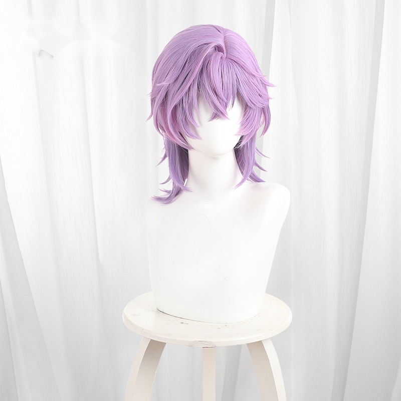 Durin Gradient Purple Side-part Scalp-top Short Cosplay Wig for Genshin Impact - 539V - Image 2