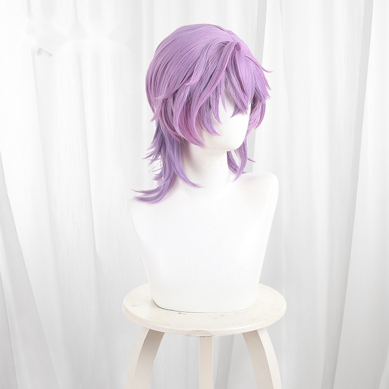 Durin Gradient Purple Side-part Scalp-top Short Cosplay Wig for Genshin Impact - 539V - Image 3