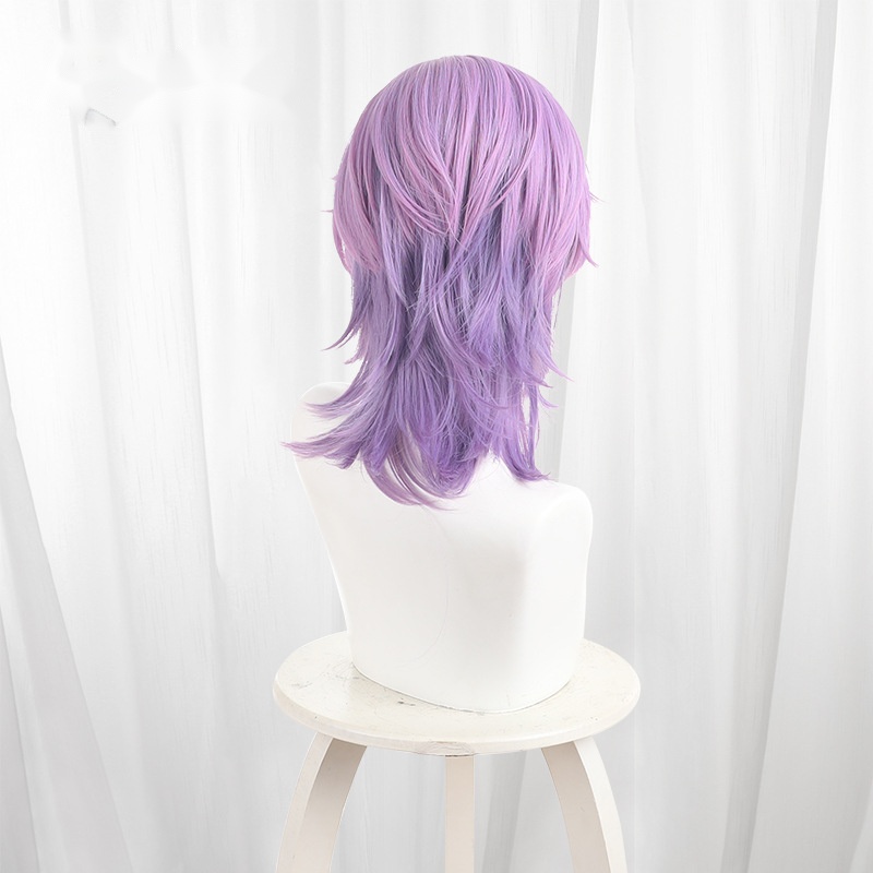 Durin Gradient Purple Side-part Scalp-top Short Cosplay Wig for Genshin Impact - 539V - Image 4