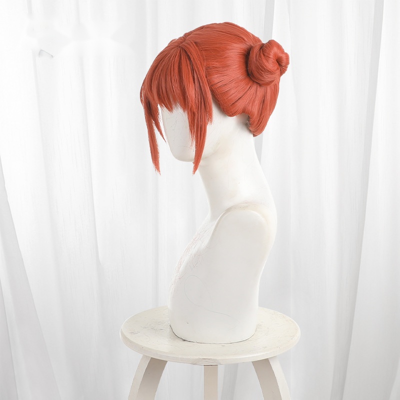 Kagura Orange Double Bun Scalp-top Short Cosplay Wig for Gintama - 608B