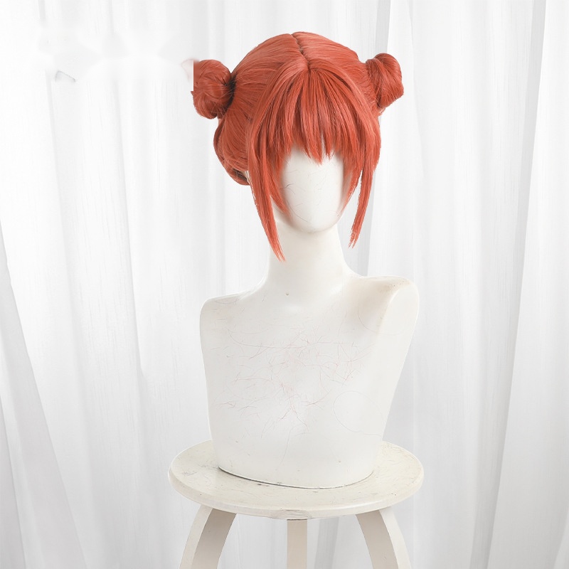 Kagura Orange Double Bun Scalp-top Short Cosplay Wig for Gintama - 608B - Image 2