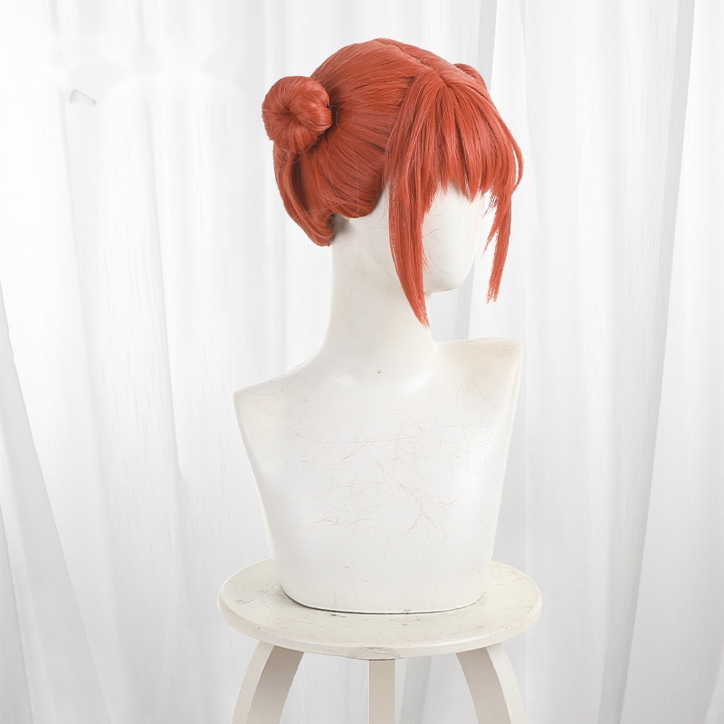 Kagura Orange Double Bun Scalp-top Short Cosplay Wig for Gintama - 608B - Image 3