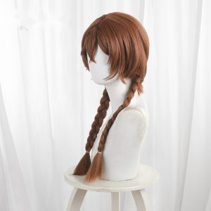 Niko Kazao Brown Twin Braids Long Cosplay Wig for SANDA - 606C