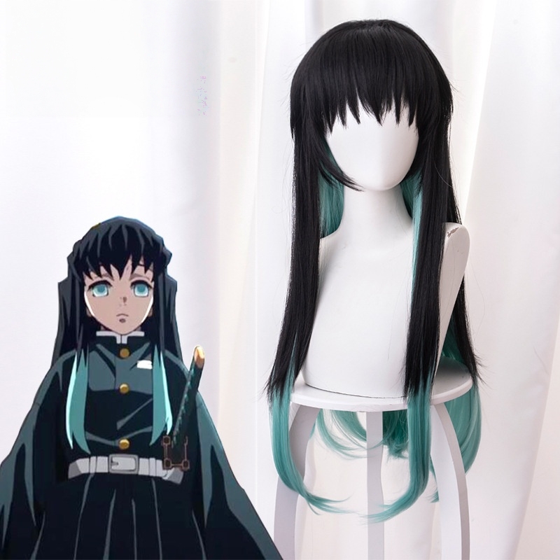 Blade Blue-green Gradient Long Cosplay Wig for Demon Slayer: Kimetsu no Yaiba - 487G