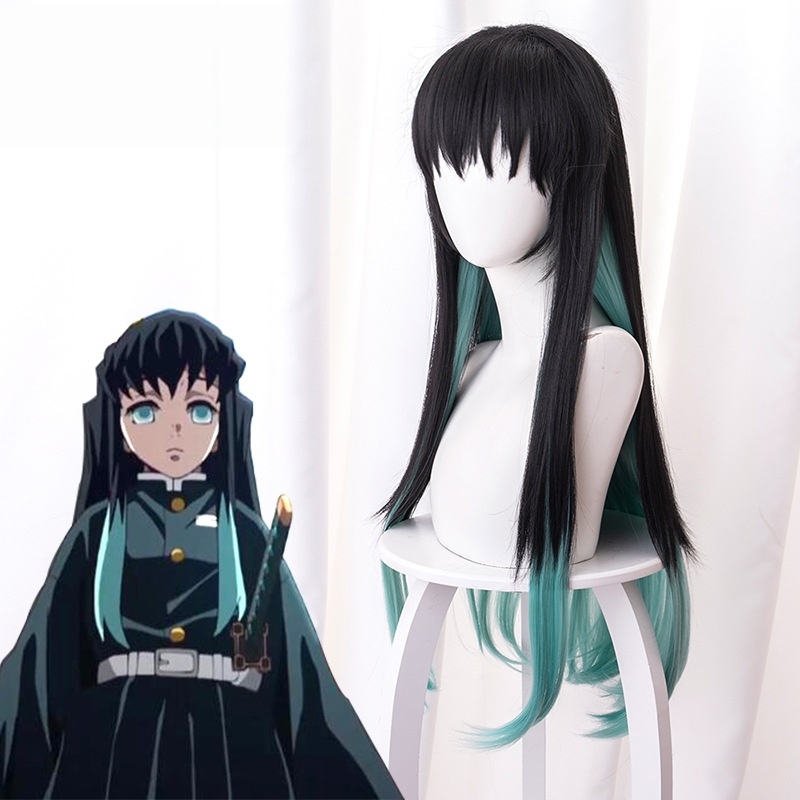 Blade Blue-green Gradient Long Cosplay Wig for Demon Slayer: Kimetsu no Yaiba - 487G - Image 2