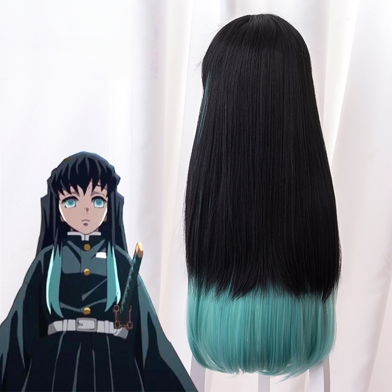 Blade Blue-green Gradient Long Cosplay Wig for Demon Slayer: Kimetsu no Yaiba - 487G - Image 5
