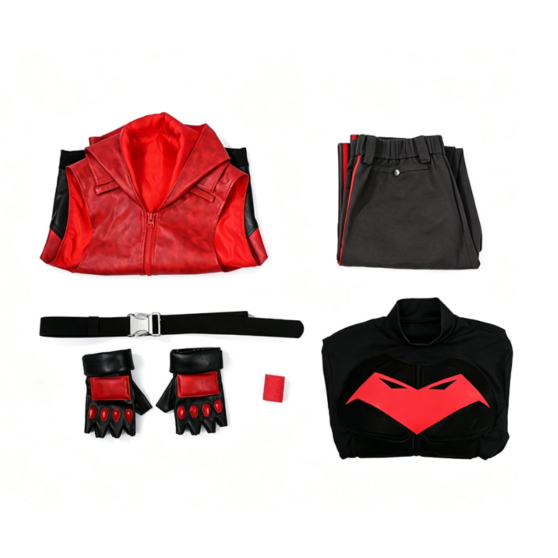Red Hood Jason Todd Rebirth Cosplay Costume Red Leather Halloween Suit - Image 9