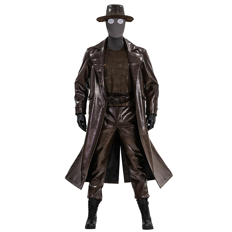 Spider Man Noir Cosplay Costume Brown Leather Halloween Outfit