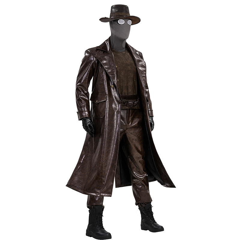 Spider Man Noir Cosplay Costume Brown Leather Halloween Outfit - Image 3