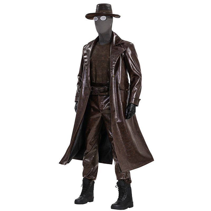 Spider Man Noir Cosplay Costume Brown Leather Halloween Outfit - Image 4