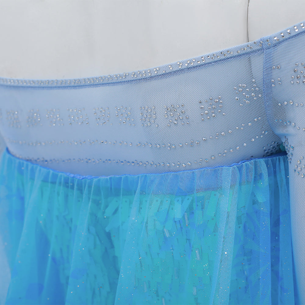 Deluxe Frozen 2 Elsa Cosplay Costume Blue Dress Halloween Outfit - Image 9