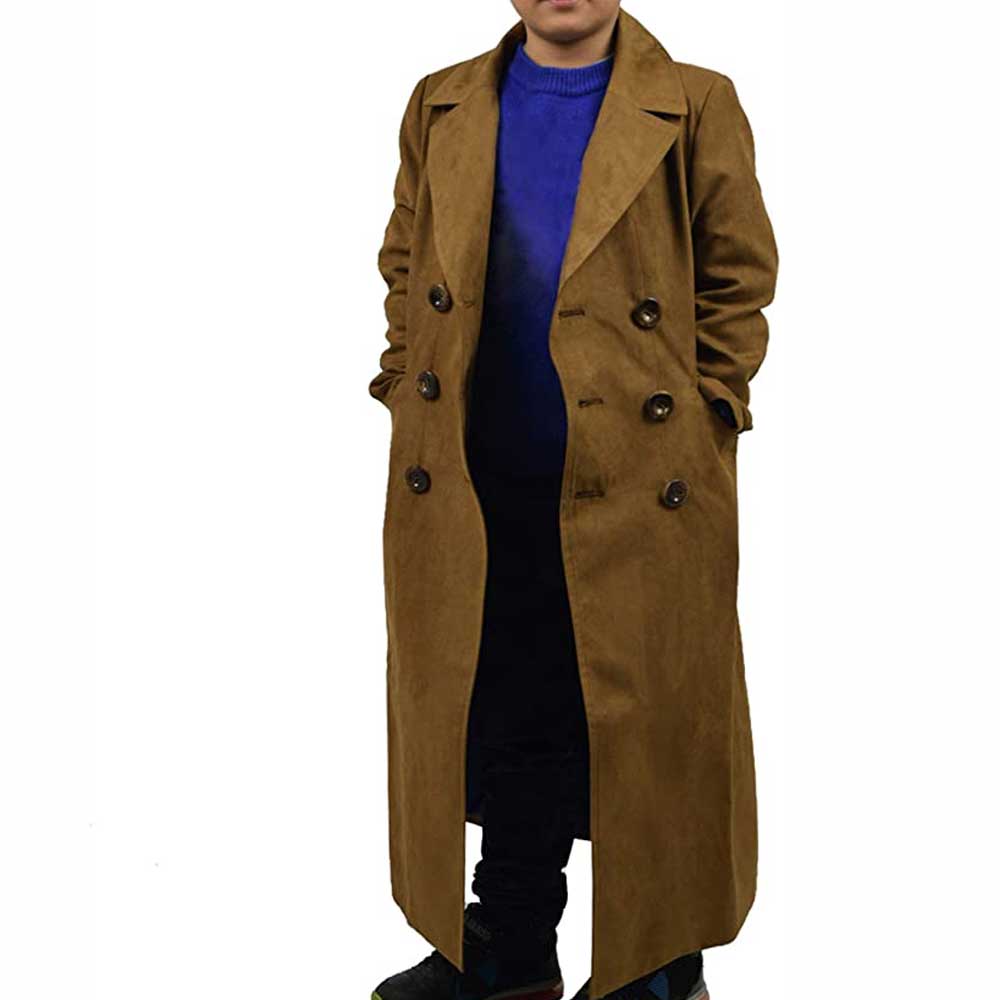 Doctor Who Cosplay Kids 10th Tenth Doctor Suede Trench Coat Children Halloween Costumes - Image 5