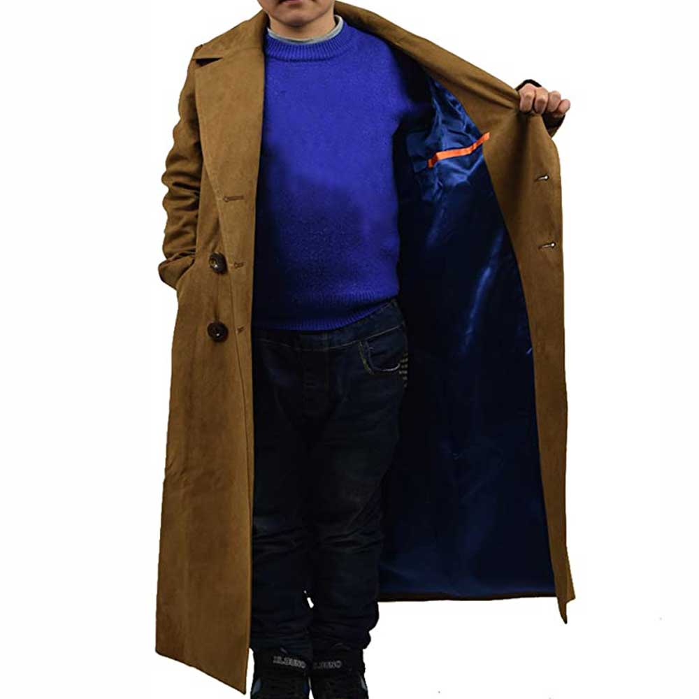 Doctor Who Cosplay Kids 10th Tenth Doctor Suede Trench Coat Children Halloween Costumes - Image 6
