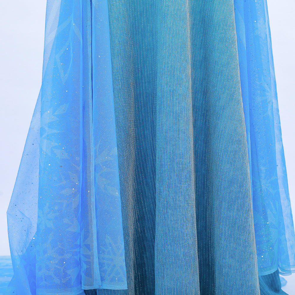 Deluxe Frozen 2 Elsa Cosplay Costume Blue Dress Halloween Outfit - Image 14
