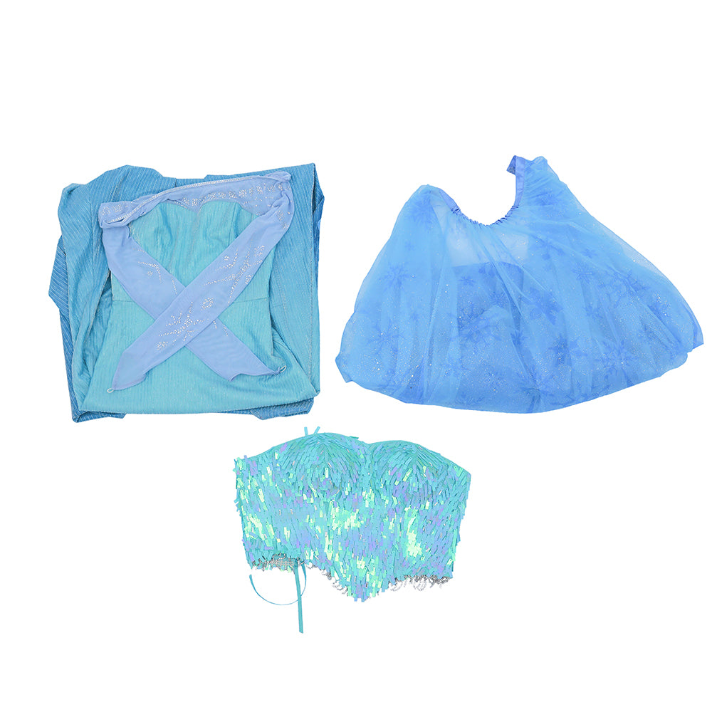 Deluxe Frozen 2 Elsa Cosplay Costume Blue Dress Halloween Outfit - Image 5