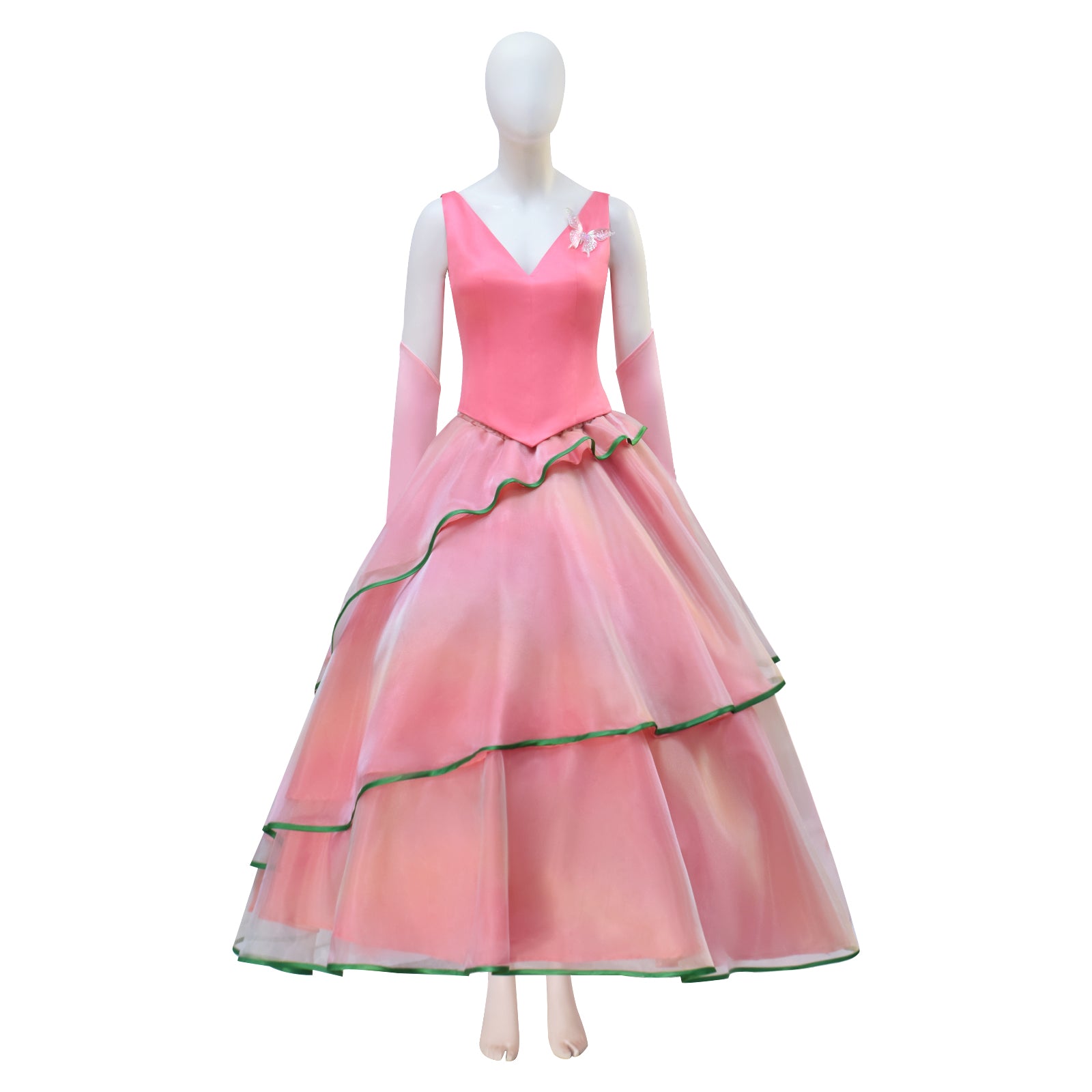 Wicked Witch Glinda Cosplay Costume Pink Dress Halloween Outfit - Image 2