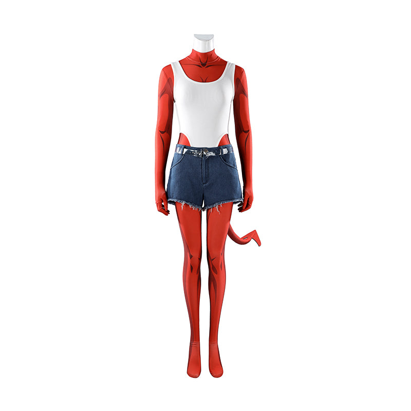 Dispatch Malevola Cosplay Costume Red Jumpsuit Halloween Outfit - Image 2