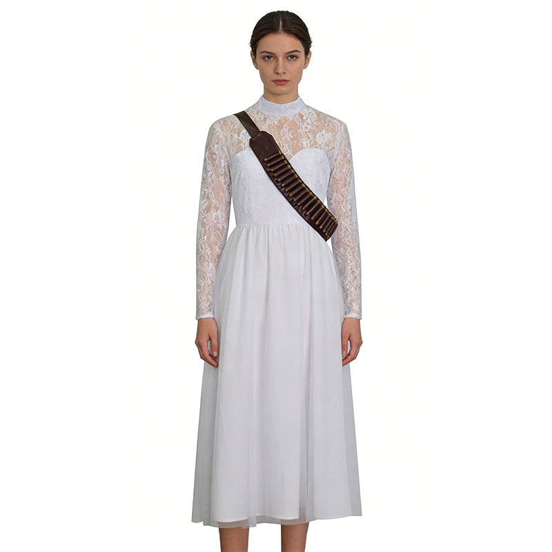 Ready Or Not Grace Cosplay Costume White Wedding Dress Halloween Suit - Image 2