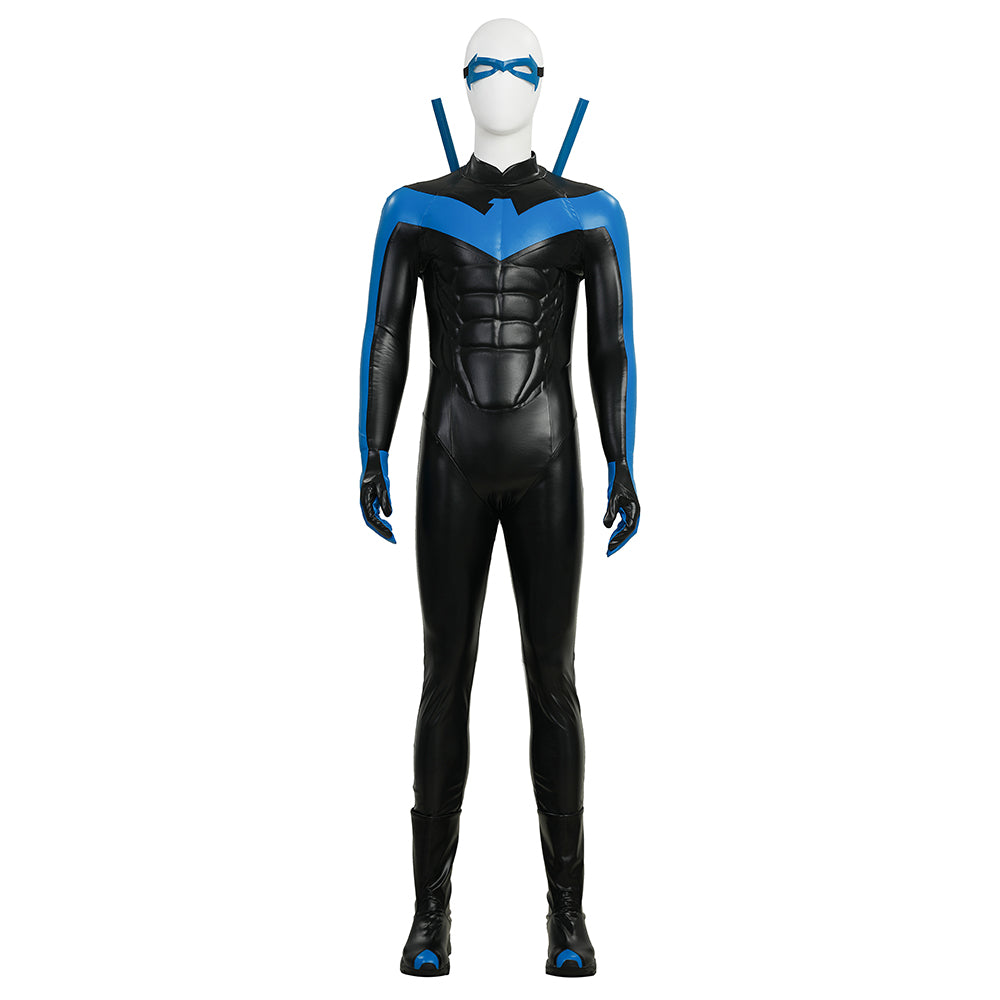 Dick Grayson Nightwing Cosplay Costume Nightwing Blue Leather Jumpsuit - Image 2