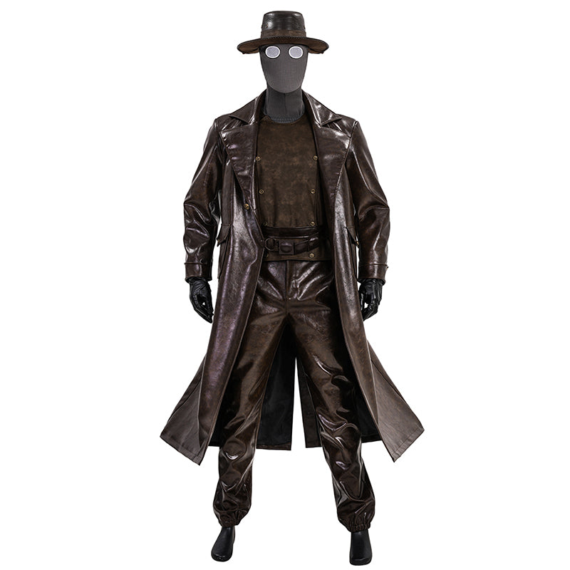 Spider Man Noir Cosplay Costume Brown Leather Halloween Outfit - Image 6