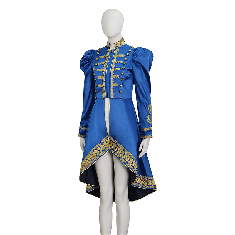 Baroque Cosplay Costume Royal Blue Military Tailcoat Performance Dress Lady Halloween Suit - Image 3