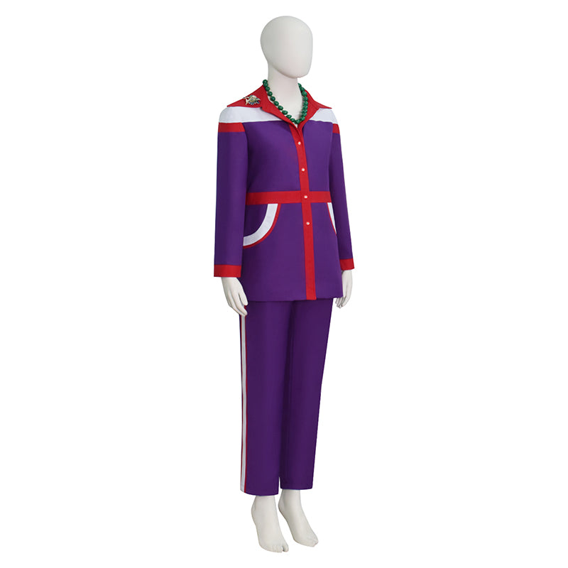 Movie Weapons Aunt Gladys Cosplay Costume Purple Halooween Suit With Bag Necklace - Image 3