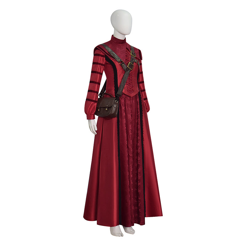 1666: Amsterdam Noa Cosplay Costume Red Long Dress with Accessories - Image 3