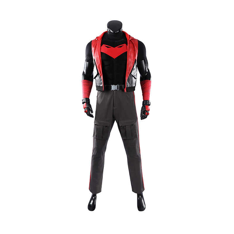 Red Hood Jason Todd Rebirth Cosplay Costume Red Leather Halloween Suit - Image 4