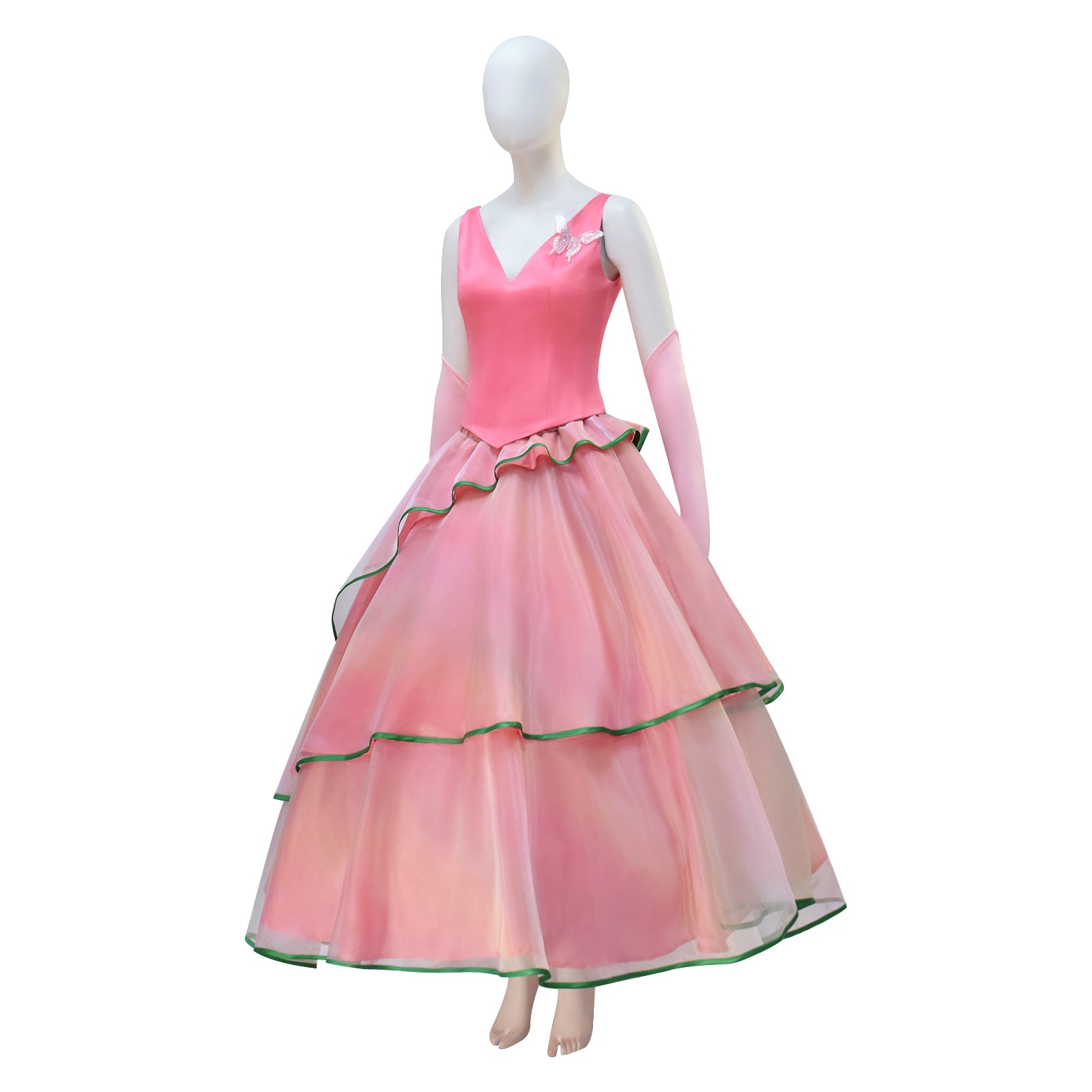 Wicked Witch Glinda Cosplay Costume Pink Dress Halloween Outfit - Image 4