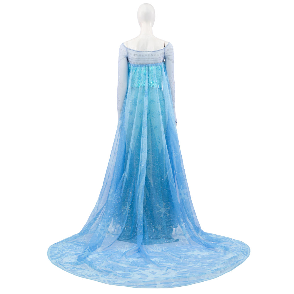 Deluxe Frozen 2 Elsa Cosplay Costume Blue Dress Halloween Outfit - Image 4