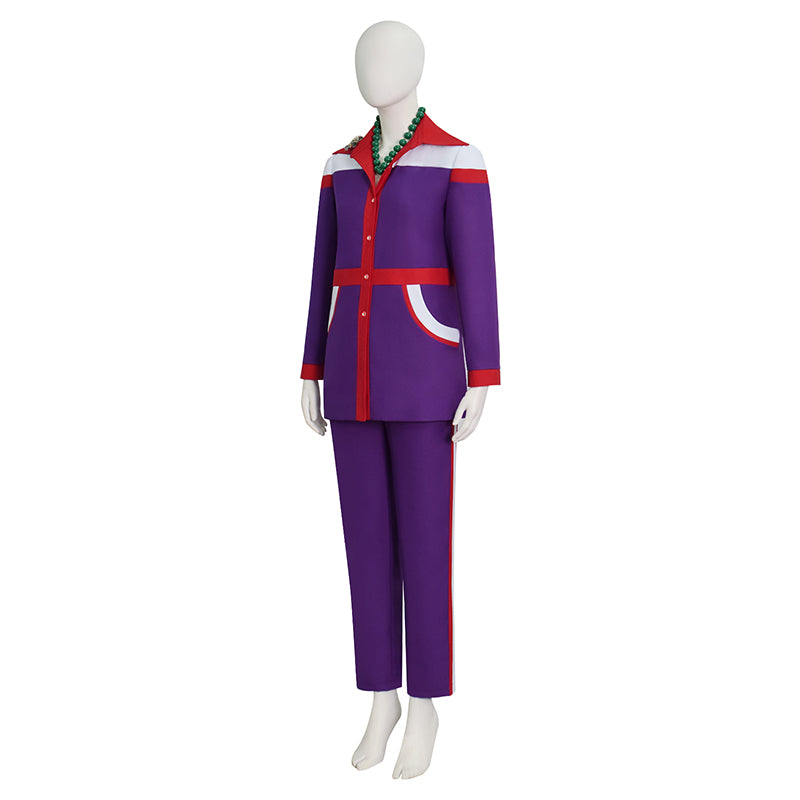 Movie Weapons Aunt Gladys Cosplay Costume Purple Halooween Suit With Bag Necklace - Image 4