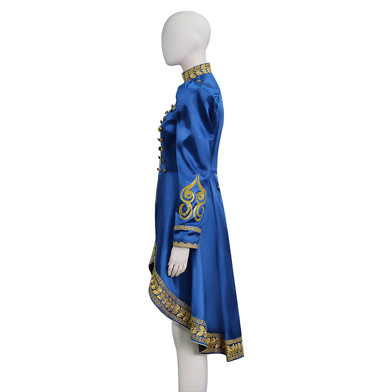 Baroque Cosplay Costume Royal Blue Military Tailcoat Performance Dress Lady Halloween Suit - Image 4