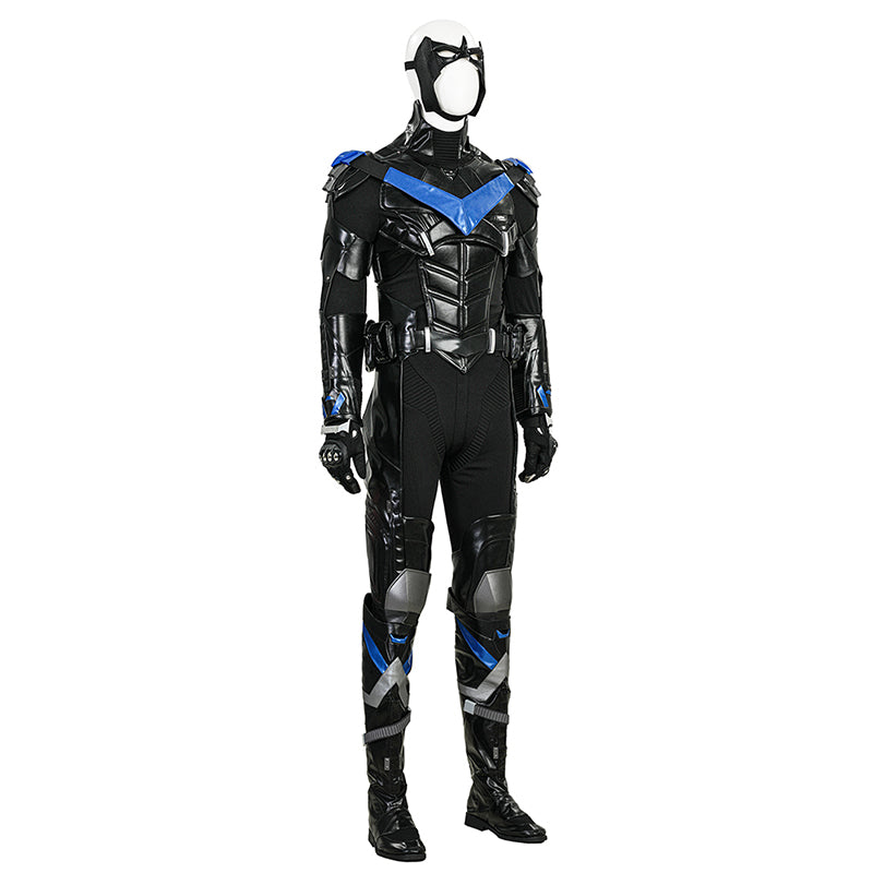 Nightwing Cosplay Arkham Knight Nightwing Cosplay Costume Nightwing Black Leather Suit - Image 4