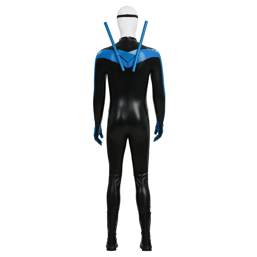Dick Grayson Nightwing Cosplay Costume Nightwing Blue Leather Jumpsuit - Image 5