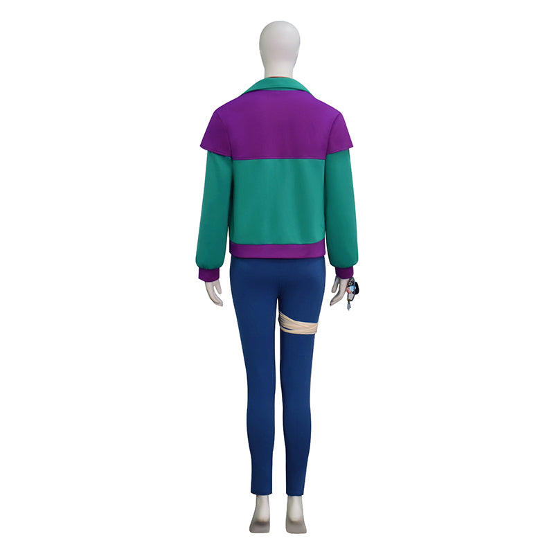 Adult Forgotten Island Raissa Cosplay Costume Green Purple Disco Halloween Outfit - Image 6